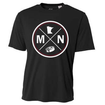 Classic Minnesota Hockey Mn Outline Cooling Performance Crew T-Shirt