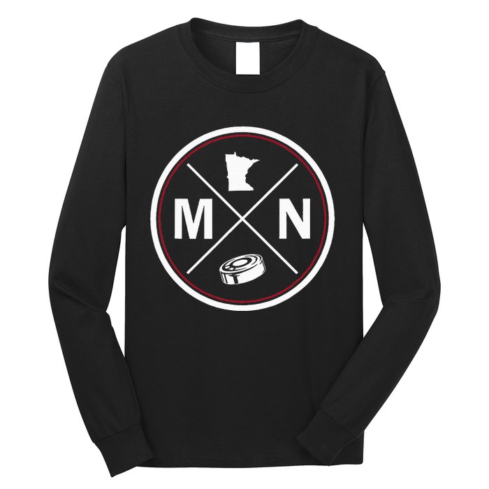 Classic Minnesota Hockey Mn Outline Long Sleeve Shirt