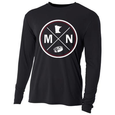 Classic Minnesota Hockey Mn Outline Cooling Performance Long Sleeve Crew