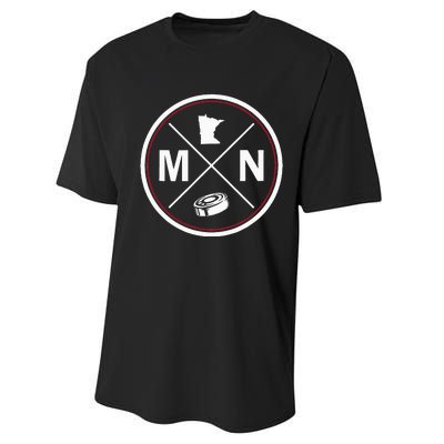 Classic Minnesota Hockey Mn Outline Performance Sprint T-Shirt