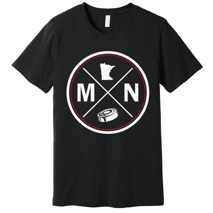 Classic Minnesota Hockey Mn Outline Premium T-Shirt