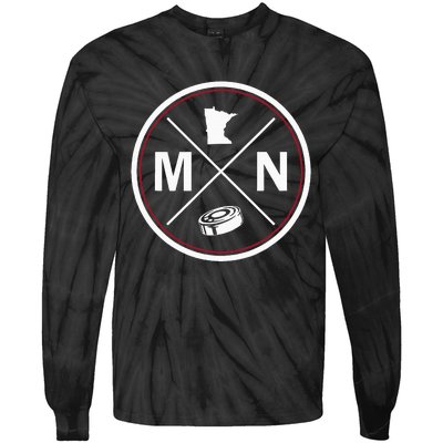 Classic Minnesota Hockey Mn Outline Tie-Dye Long Sleeve Shirt