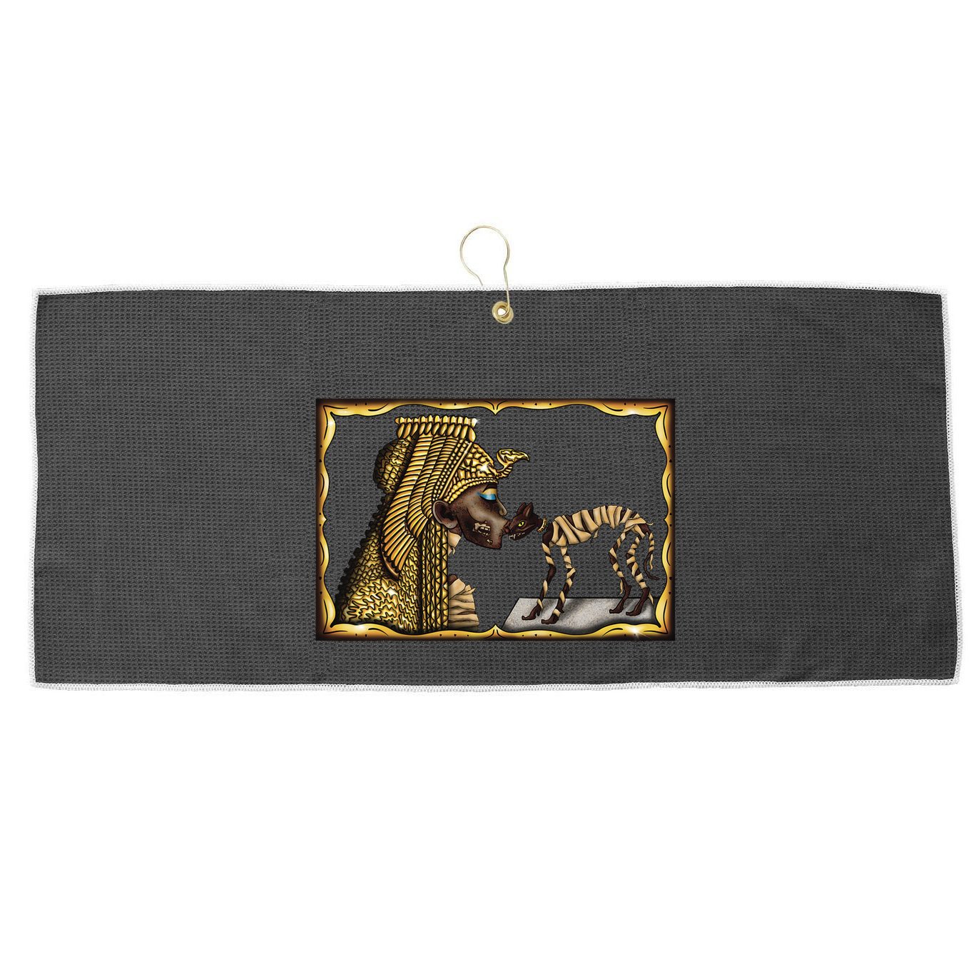 Cleopatra Mummy Halloween Cat Ancient Egypt Archaeology Large Microfiber Waffle Golf Towel