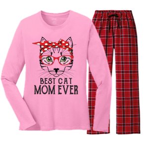 Cat Mom Happy Birthday Gift Best Cat Mom Ever Great Gift Women's Long Sleeve Flannel Pajama Set 