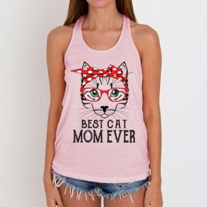 Cat Mom Happy Birthday Gift Best Cat Mom Ever Great Gift Women's Knotted Racerback Tank