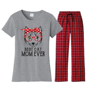 Cat Mom Happy Birthday Gift Best Cat Mom Ever Great Gift Women's Flannel Pajama Set