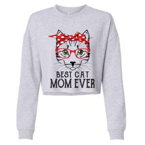 Cat Mom Happy Birthday Gift Best Cat Mom Ever Great Gift Cropped Pullover Crew