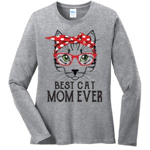 Cat Mom Happy Birthday Gift Best Cat Mom Ever Great Gift Ladies Long Sleeve Shirt