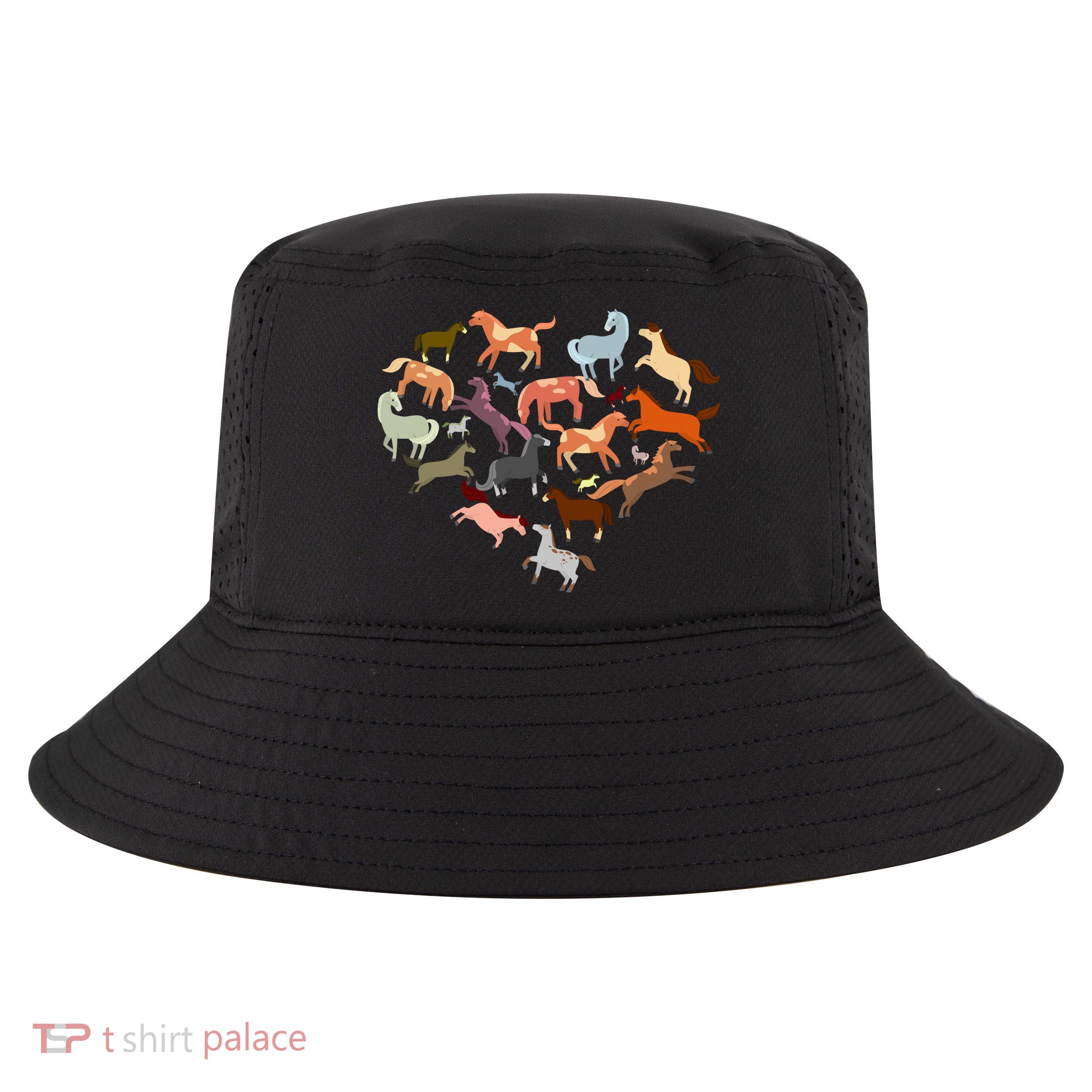 Cute Multi Horse Lover Heart Cool Comfort Performance Bucket Hat