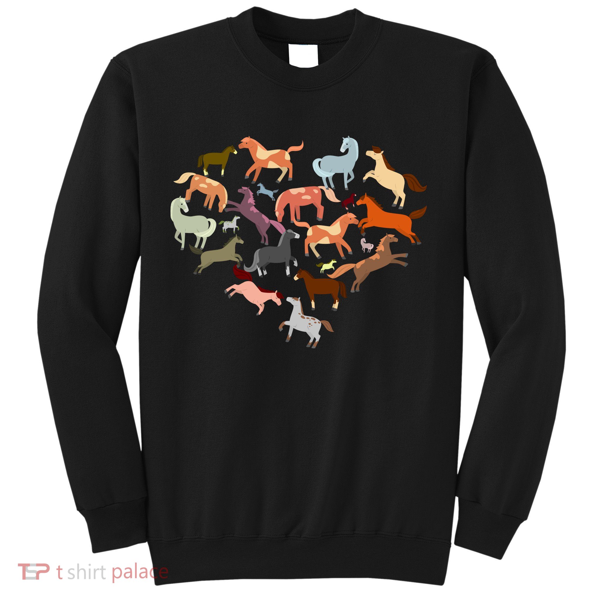 Cute Multi Horse Lover Heart Sweatshirt