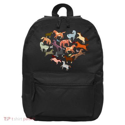 Cute Multi Horse Lover Heart 16 in Basic Backpack
