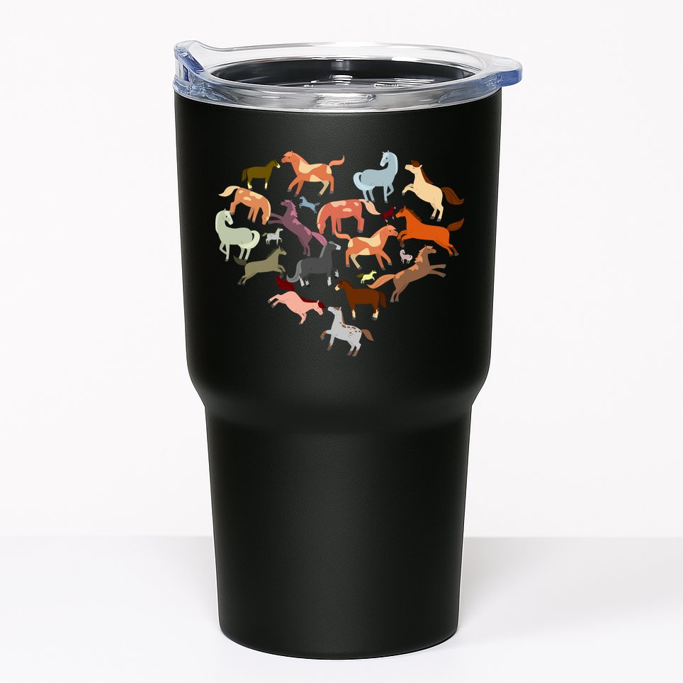 Cute Multi Horse Lover Heart Tumbler