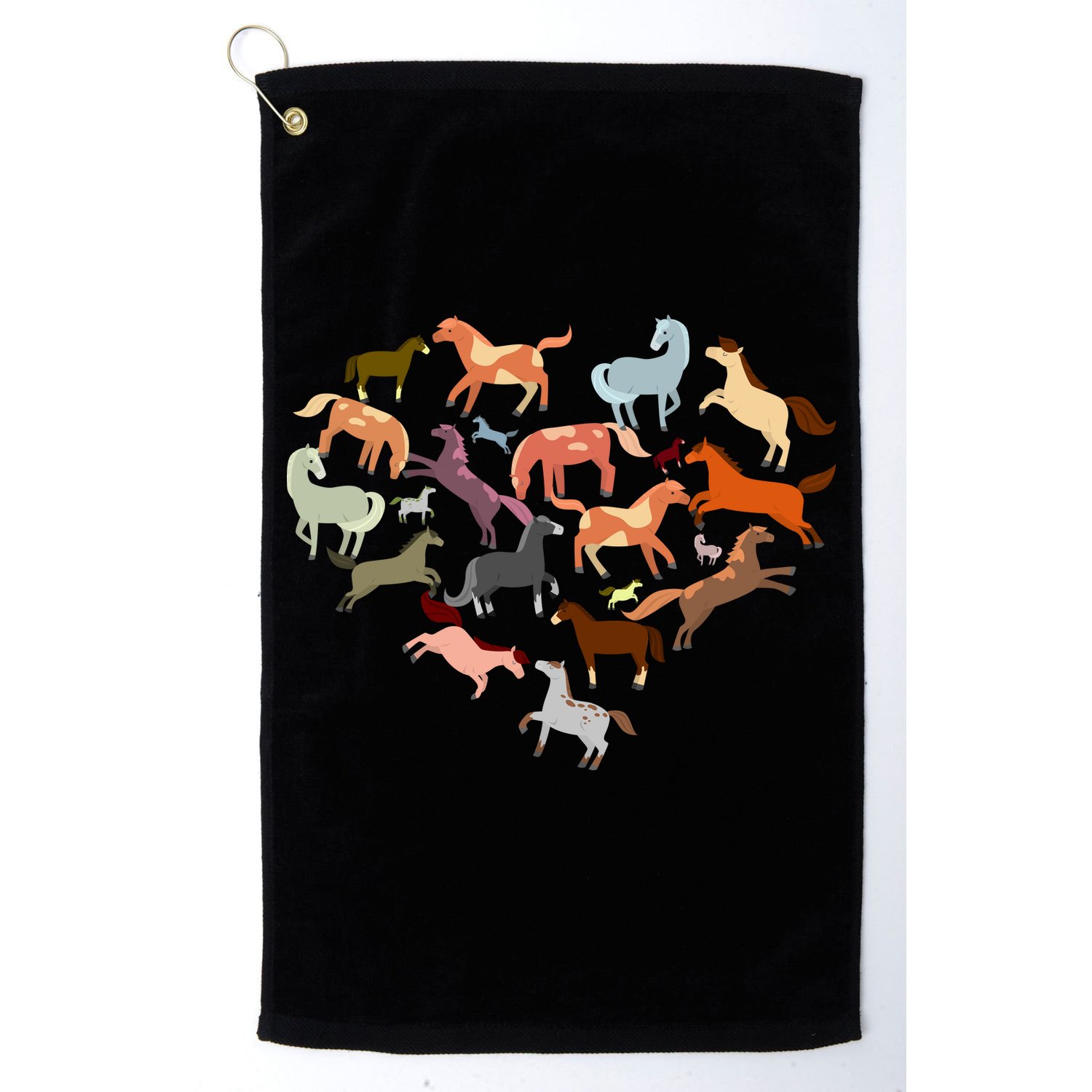 Cute Multi Horse Lover Heart Golf Towel
