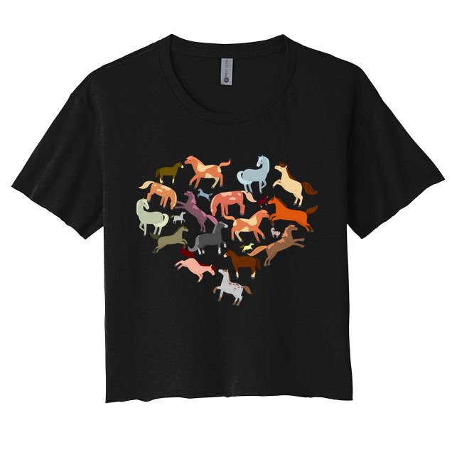 Cute Multi Horse Lover Heart Crop Top