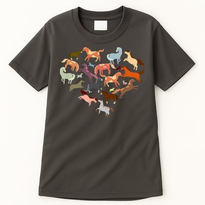 Cute Multi Horse Lover Heart Tall T-Shirt