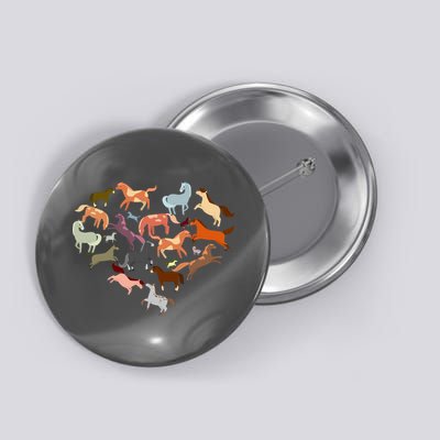 Cute Multi Horse Lover Heart Button