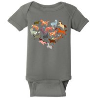 Cute Multi Horse Lover Heart Baby Bodysuit