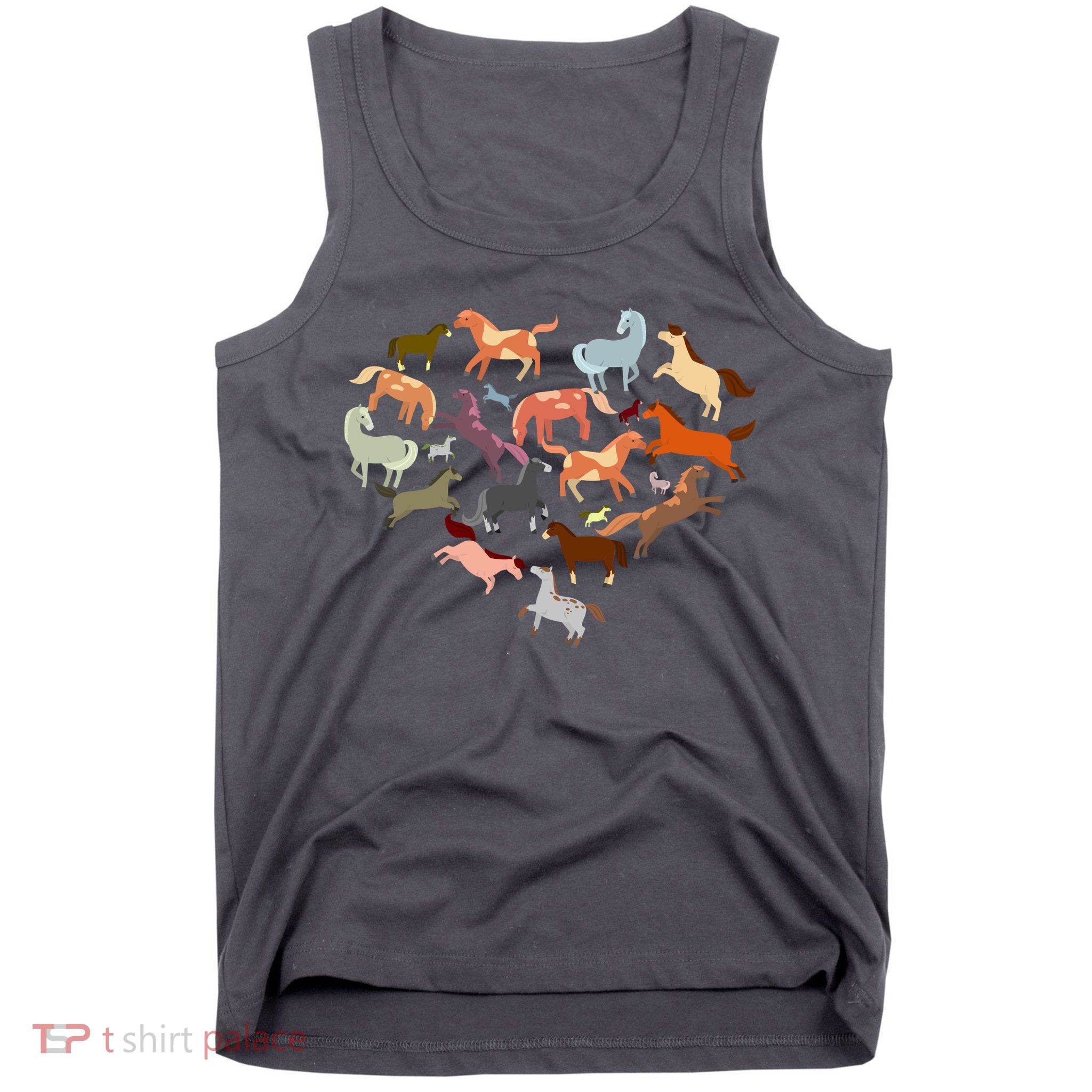 Cute Multi Horse Lover Heart Tank Top