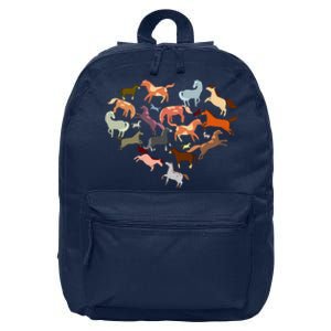 Cute Multi Horse Lover Heart 16 in Basic Backpack