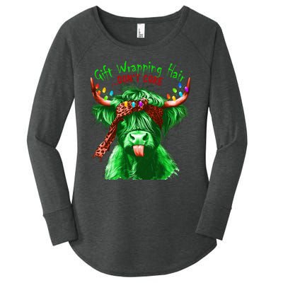 Cow Messy Hair DonT Care Christmas Eve Edition Women's Perfect Tri Tunic Long Sleeve Shirt