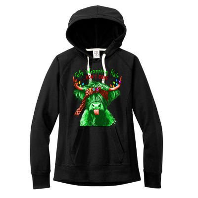 Cow Messy Hair DonT Care Christmas Eve Edition Women's Fleece Hoodie