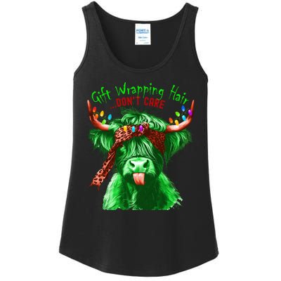 Cow Messy Hair DonT Care Christmas Eve Edition Ladies Essential Tank