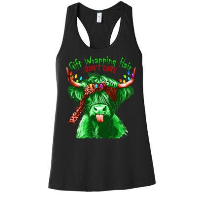 Cow Messy Hair DonT Care Christmas Eve Edition Women's Racerback Tank