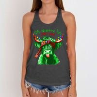 Cow Messy Hair DonT Care Christmas Eve Edition Women's Knotted Racerback Tank