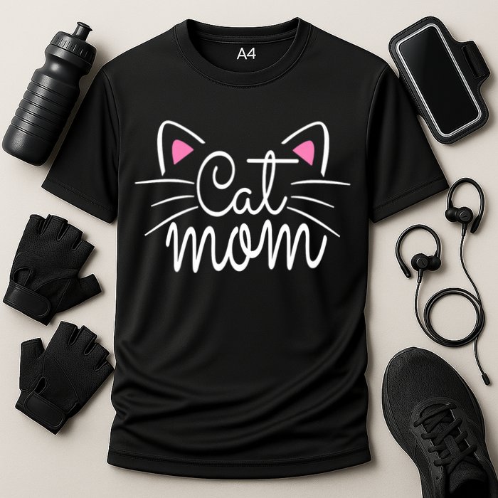 Cat Mom Happy Mothers Day For Cat Lovers Family Matching Cooling Performance Crew T-Shirt