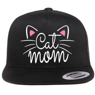 Cat Mom Happy Mothers Day For Cat Lovers Family Matching Flat Bill Trucker Hat