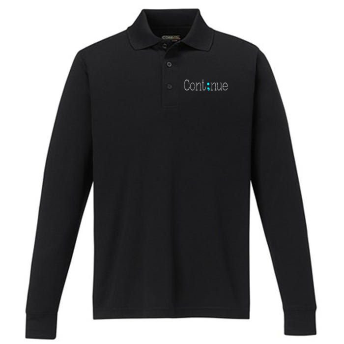 Continue Mental Health Awareness Semicolon Performance Long Sleeve Polo