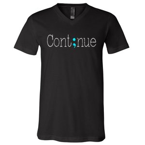 Continue Mental Health Awareness Semicolon V-Neck T-Shirt