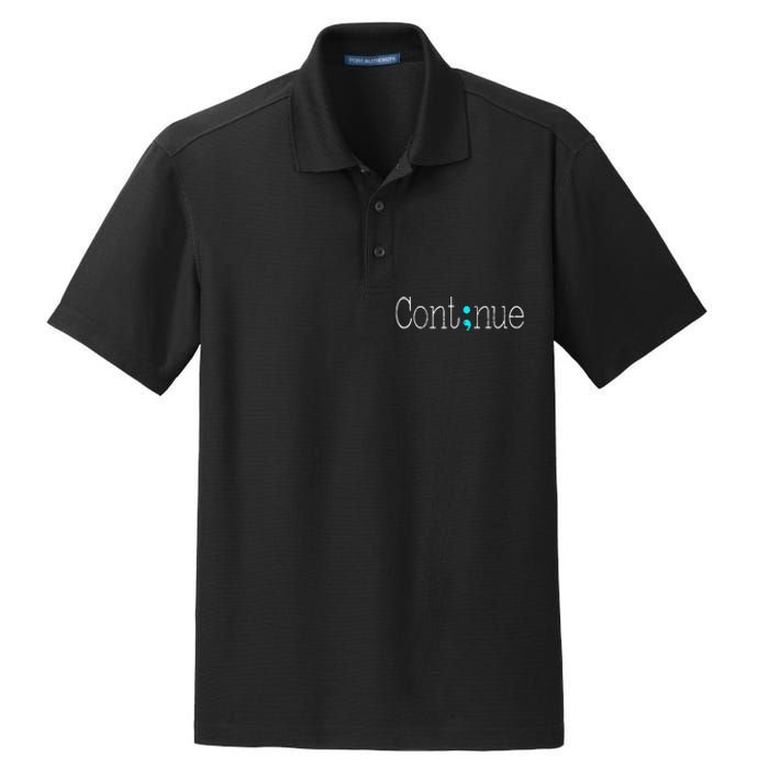 Continue Mental Health Awareness Semicolon Dry Zone Grid Polo