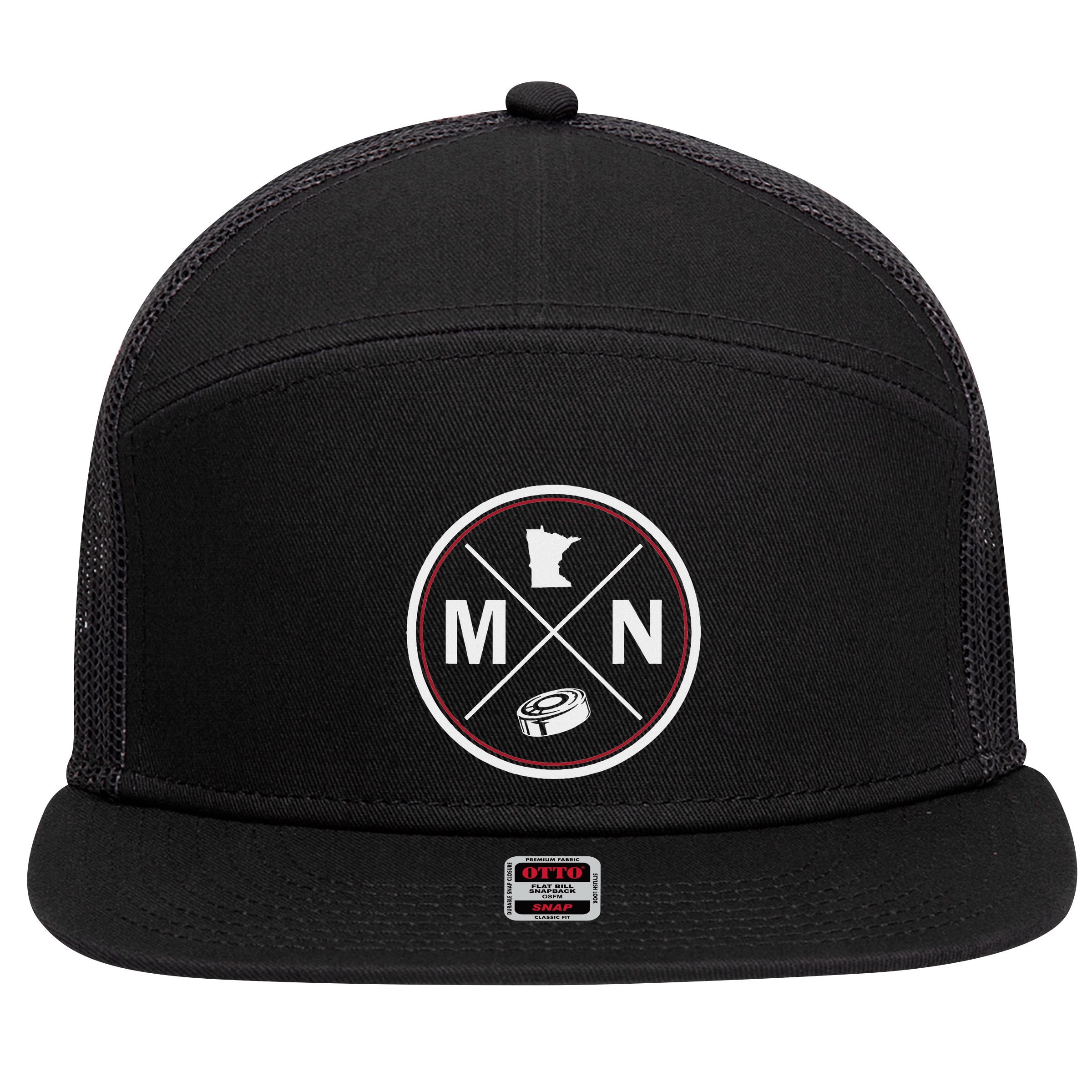 Classic Minnesota Hockey Mn Outline 7 Panel Mesh Trucker Snapback Hat