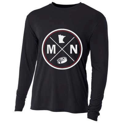 Classic Minnesota Hockey Mn Outline Cooling Performance Long Sleeve Crew