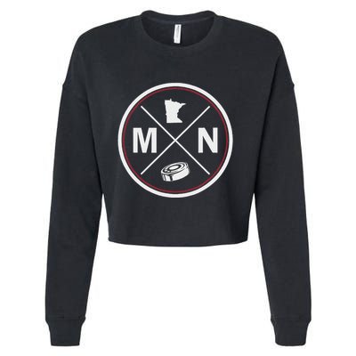 Classic Minnesota Hockey Mn Outline Cropped Pullover Crew