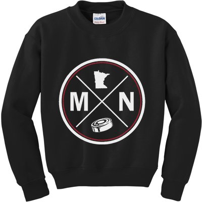 Classic Minnesota Hockey Mn Outline Kids Sweatshirt