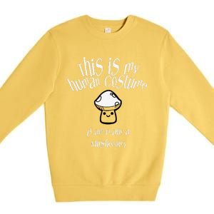 Cute Mushroom Halloween Easy Lazy Costume Scary Party Premium Crewneck Sweatshirt