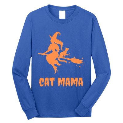 Cat Mama Halloween Orange Witch Spooky Goth Cat Mom Cute Gift Long Sleeve Shirt