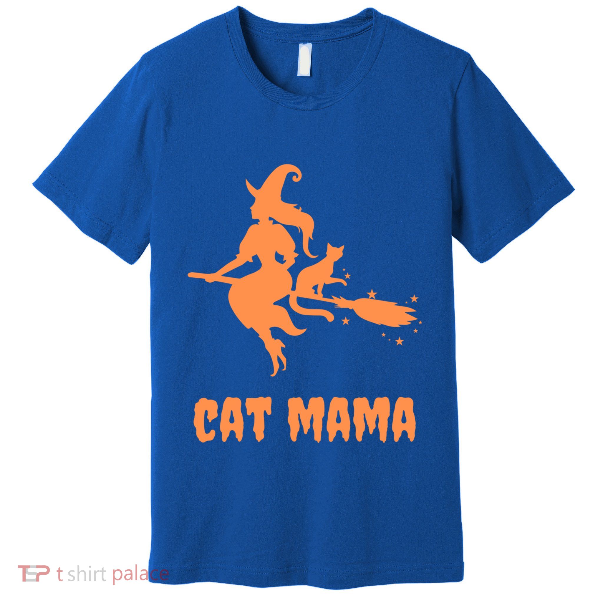 Cat Mama Halloween Orange Witch Spooky Goth Cat Mom Cute Gift Premium T-Shirt