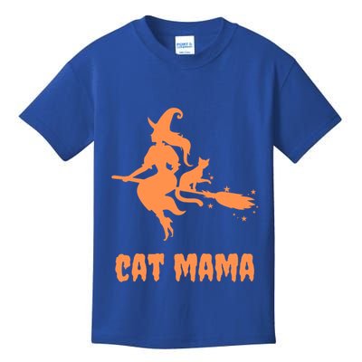 Cat Mama Halloween Orange Witch Spooky Goth Cat Mom Cute Gift Kids T-Shirt