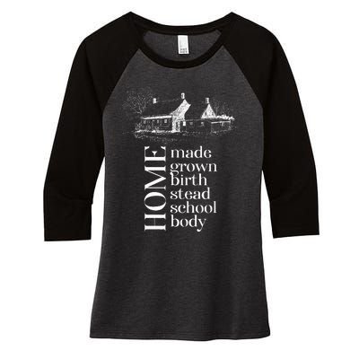 Crunchy Mom Home Birth Homestead Homeschool Mama Country Women's Tri-Blend 3/4-Sleeve Raglan Shirt