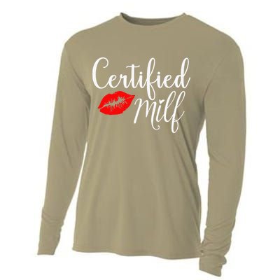 Certified MILFs Humor Funny Gift Idea For New Hottest Mom Cooling Performance Long Sleeve Crew