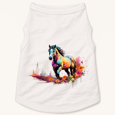 Colorful Majestic Horse With Floral Accents Doggie Tank