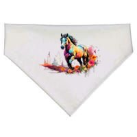 Colorful Majestic Horse With Floral Accents USA-Made Doggie Bandana