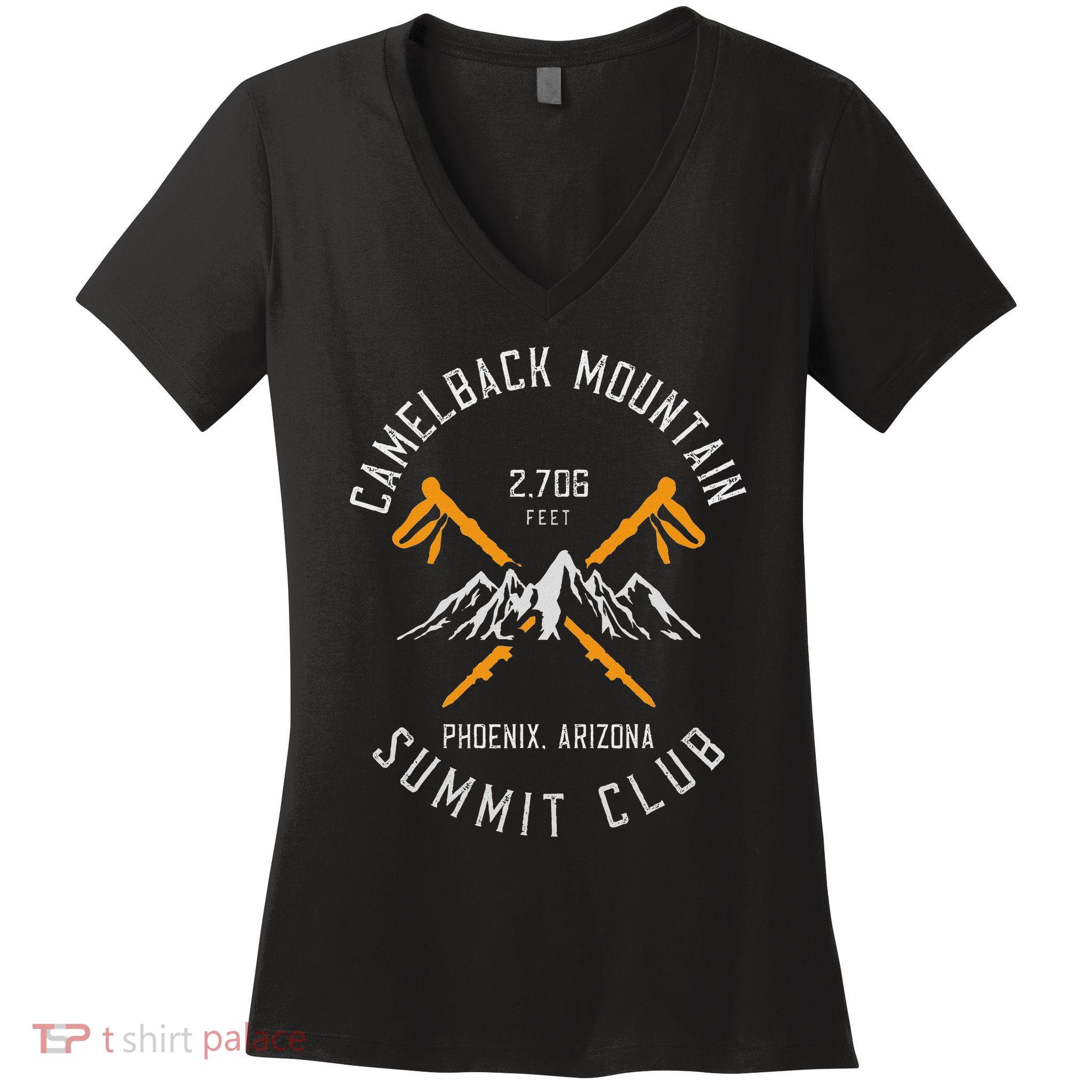 Camelback Mountain Hiking Phoenix Arizona Women's V-Neck T-Shirt