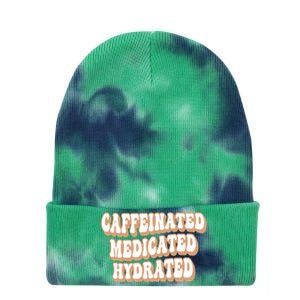 Caffeinated Medicated Hydrated Funny Saying Nurse Teacher Tie Dye 12in Knit Beanie