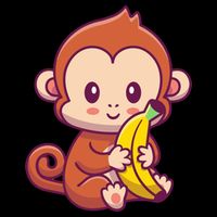 Cute Monkey Holding Banana Cartoon 16 in Basic Backpack