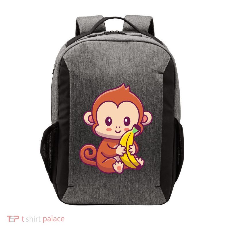 Cute Monkey Holding Banana Cartoon Vector Backpack