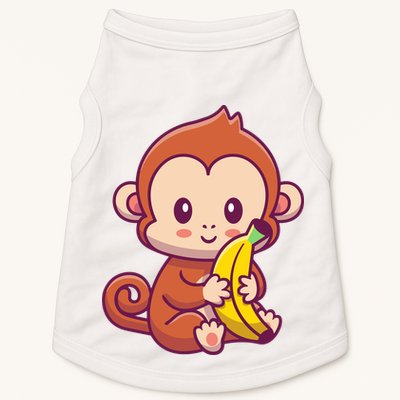 Cute Monkey Holding Banana Cartoon Doggie Tank